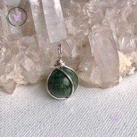 Seraphinite Silver Wire Sphere Pendant